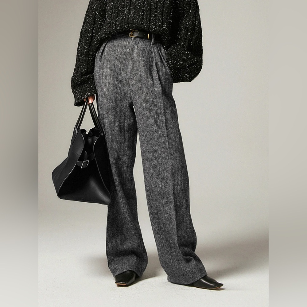 COMMENSE Herringbone Pockets Wide Leg Dress Pants - size XSmall